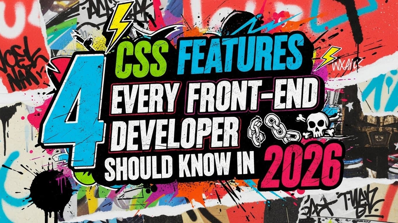Punk graffiti and sticker style image saying 4 CSS features every front-end developer should know in 2026