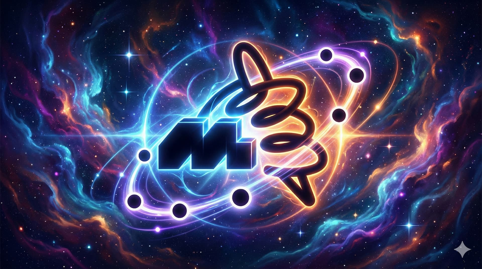 A combination of all the brand logos from the post into a cosmic image