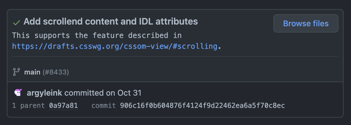 Screenshot of my commit history to the HTML spec